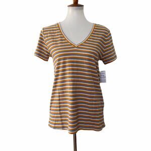 Lucky Brand Womens Essentials Light and Soft Striped V Neck Shirt S Small